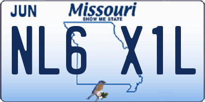MO license plate NL6X1L