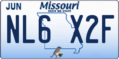 MO license plate NL6X2F