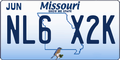 MO license plate NL6X2K