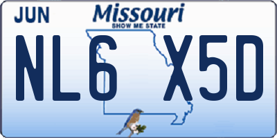 MO license plate NL6X5D