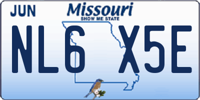 MO license plate NL6X5E