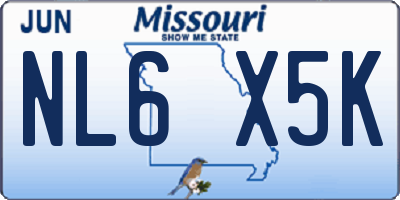 MO license plate NL6X5K