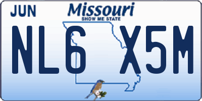 MO license plate NL6X5M
