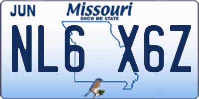 MO license plate NL6X6Z