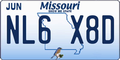 MO license plate NL6X8D