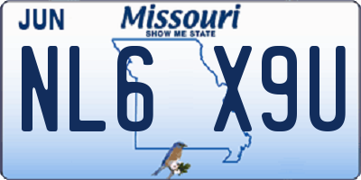 MO license plate NL6X9U