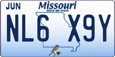 MO license plate NL6X9Y