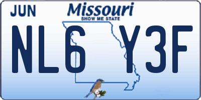 MO license plate NL6Y3F