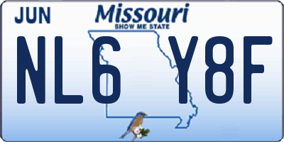 MO license plate NL6Y8F