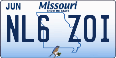MO license plate NL6Z0I