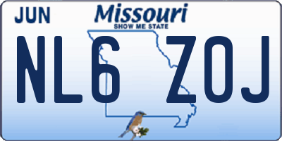 MO license plate NL6Z0J