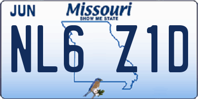 MO license plate NL6Z1D