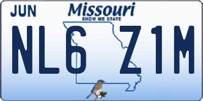 MO license plate NL6Z1M