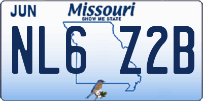 MO license plate NL6Z2B