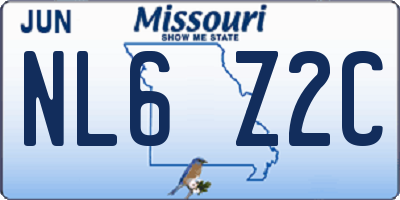 MO license plate NL6Z2C