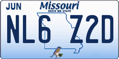 MO license plate NL6Z2D