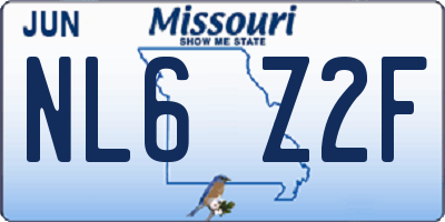 MO license plate NL6Z2F