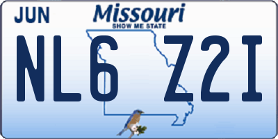 MO license plate NL6Z2I