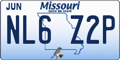 MO license plate NL6Z2P