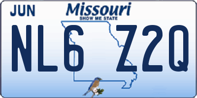 MO license plate NL6Z2Q