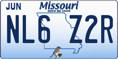 MO license plate NL6Z2R