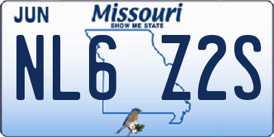 MO license plate NL6Z2S