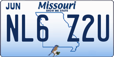 MO license plate NL6Z2U