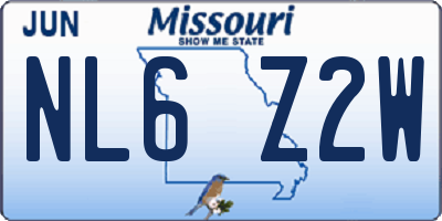 MO license plate NL6Z2W