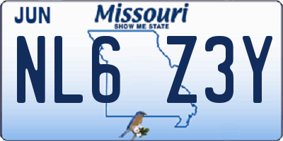MO license plate NL6Z3Y