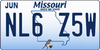 MO license plate NL6Z5W