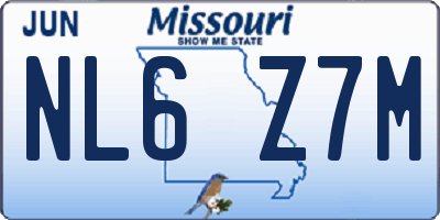 MO license plate NL6Z7M