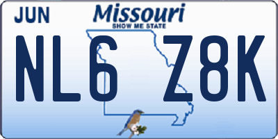 MO license plate NL6Z8K