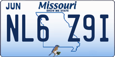 MO license plate NL6Z9I