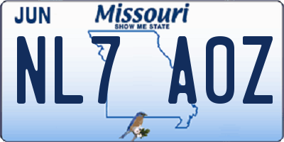 MO license plate NL7A0Z