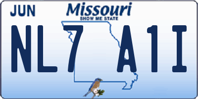 MO license plate NL7A1I