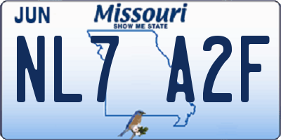 MO license plate NL7A2F