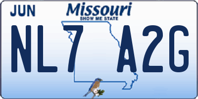 MO license plate NL7A2G