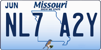 MO license plate NL7A2Y