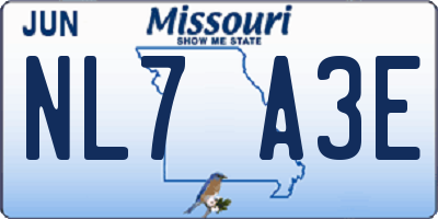 MO license plate NL7A3E