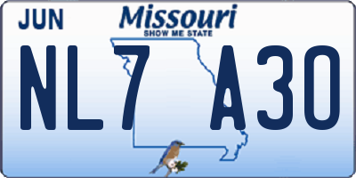 MO license plate NL7A3O