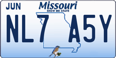 MO license plate NL7A5Y