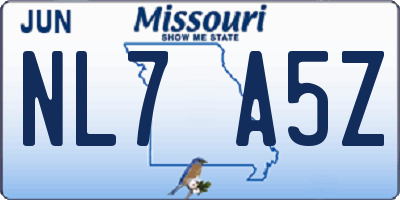 MO license plate NL7A5Z