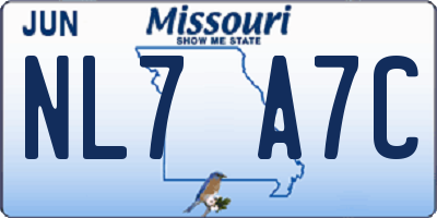MO license plate NL7A7C