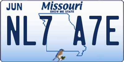 MO license plate NL7A7E