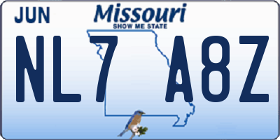 MO license plate NL7A8Z