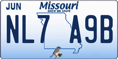 MO license plate NL7A9B