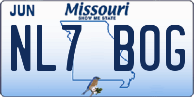 MO license plate NL7B0G