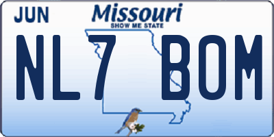 MO license plate NL7B0M
