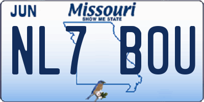 MO license plate NL7B0U