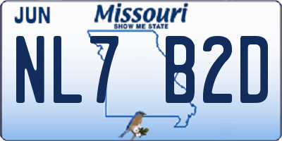 MO license plate NL7B2D